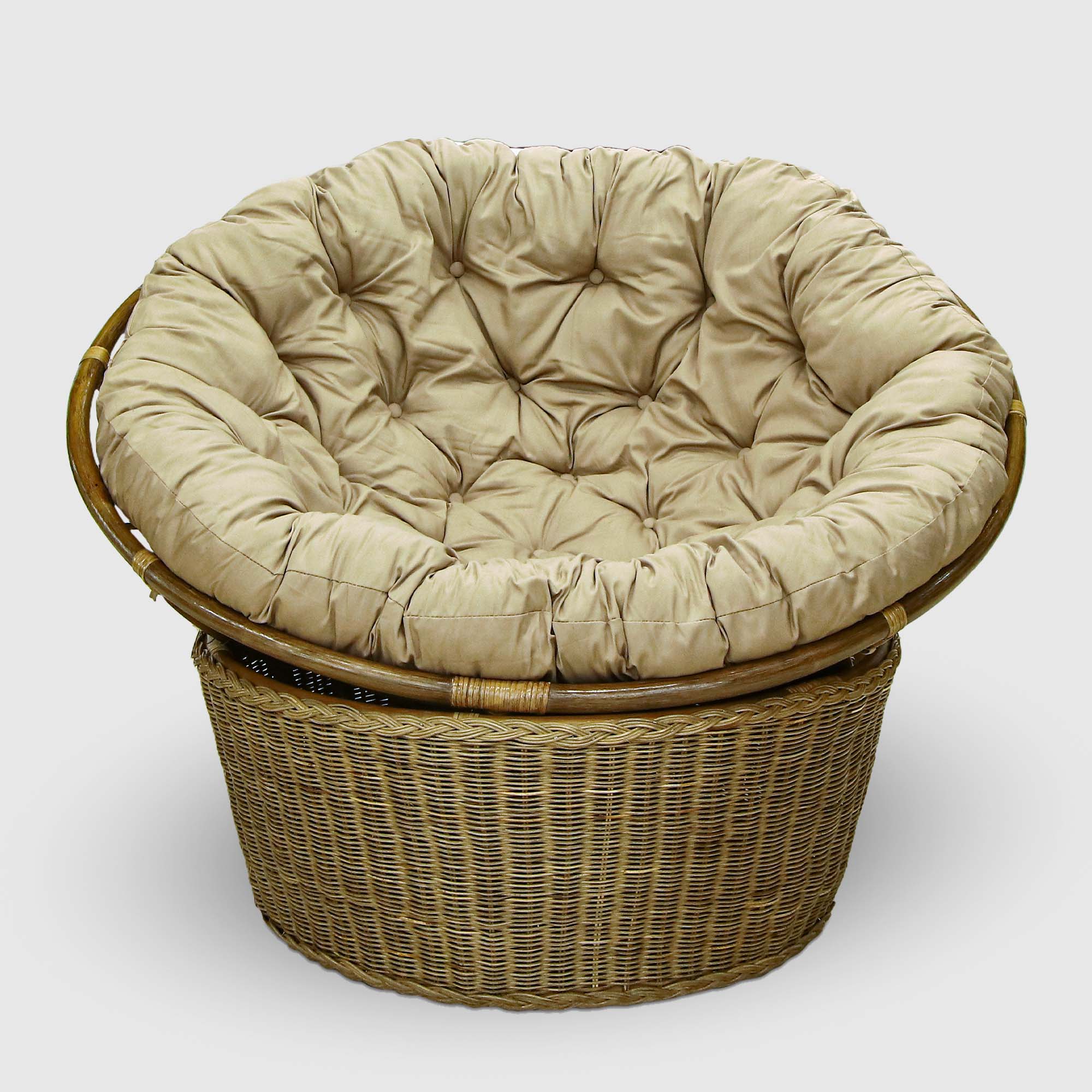 Кресло-папасан Rattan grand wicker brown с подушками, цвет бежевый - фото 3