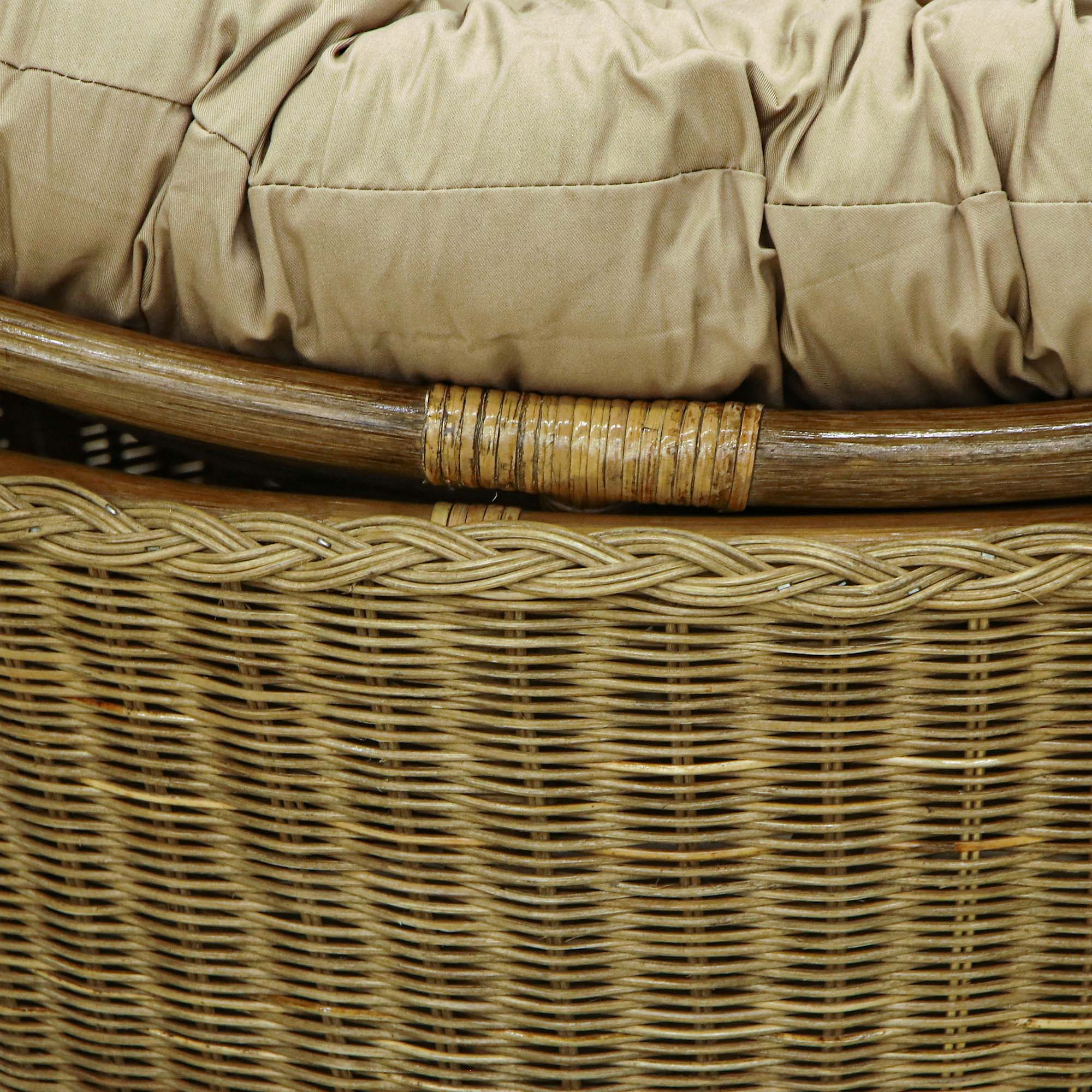 Кресло-папасан Rattan grand wicker brown с подушками, цвет бежевый - фото 5