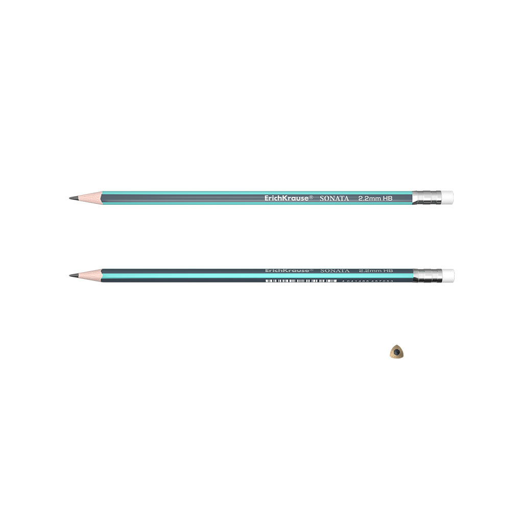 Чернографитный трехгранный карандаш Erich Krause Sonata HB с ластиком, цвет мультиколор - фото 3