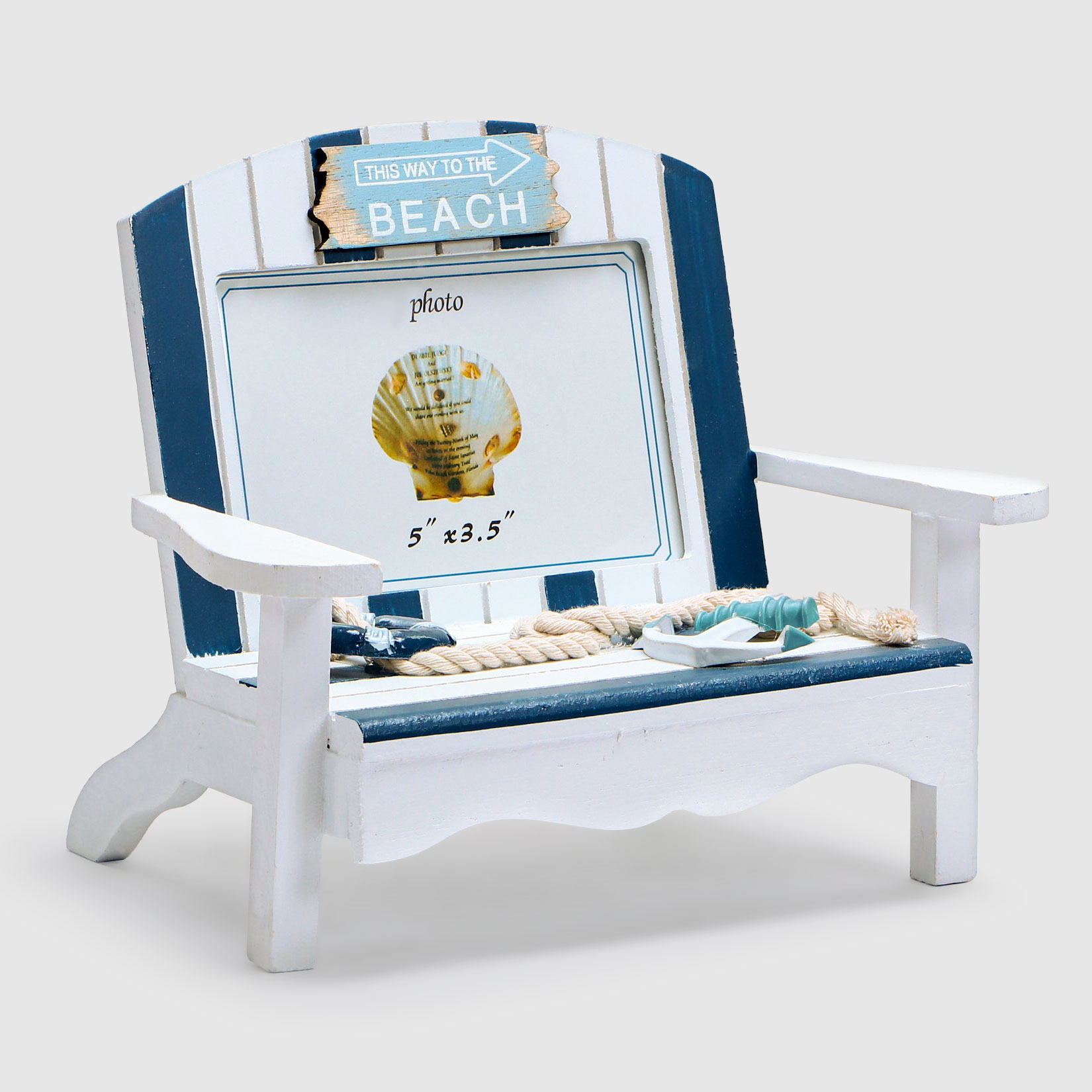Фоторамка Liansheng пляжный стул, бело-голубой, 23x13.5x18.5 см