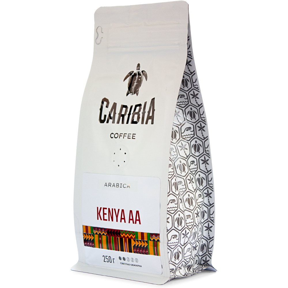 Кофе зерновой Caribia Arabica Kenya AA, 250 г кофе зерновой caribia arabica colombia supremo 1000 г