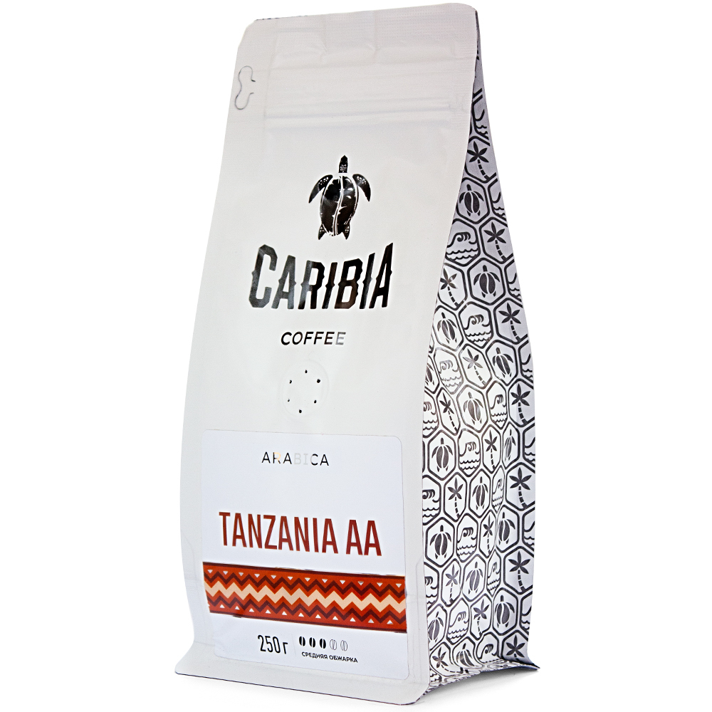 Кофе зерновой Caribia Tanzania AA, 250 г кофе brai gran ассорти натуральный жареный в дрип пакете 10 шт по 8 гр