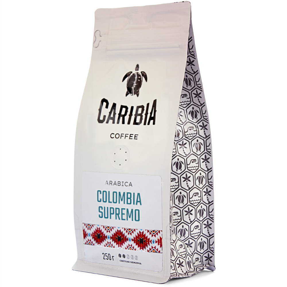 Кофе зерновой Caribia Arabica Colombia Supremo, 250 г кофе молотый jardin colombia supremo 250 г
