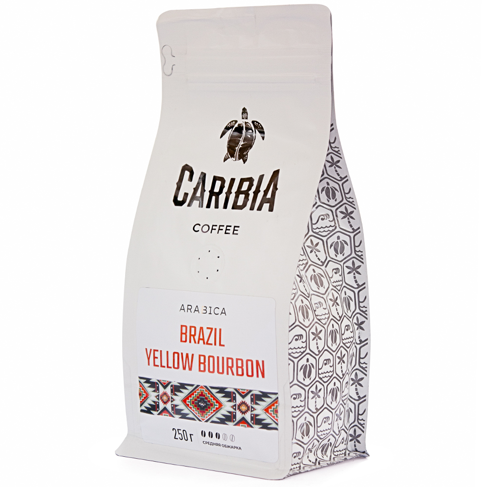 Кофе зерновой Caribia Arabica Brazil Yellow Bourbon, 250 г кофе brai gran ассорти натуральный жареный в дрип пакете 10 шт по 8 гр