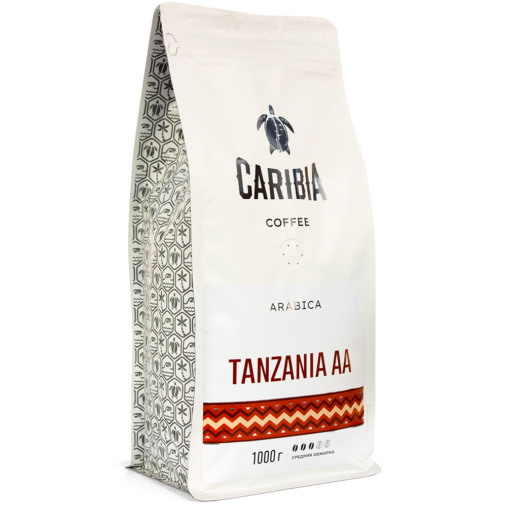 Кофе зерновой Caribia Arabica Tanzania AA, 1000 г кофе brai gran ассорти натуральный жареный в дрип пакете 10 шт по 8 гр