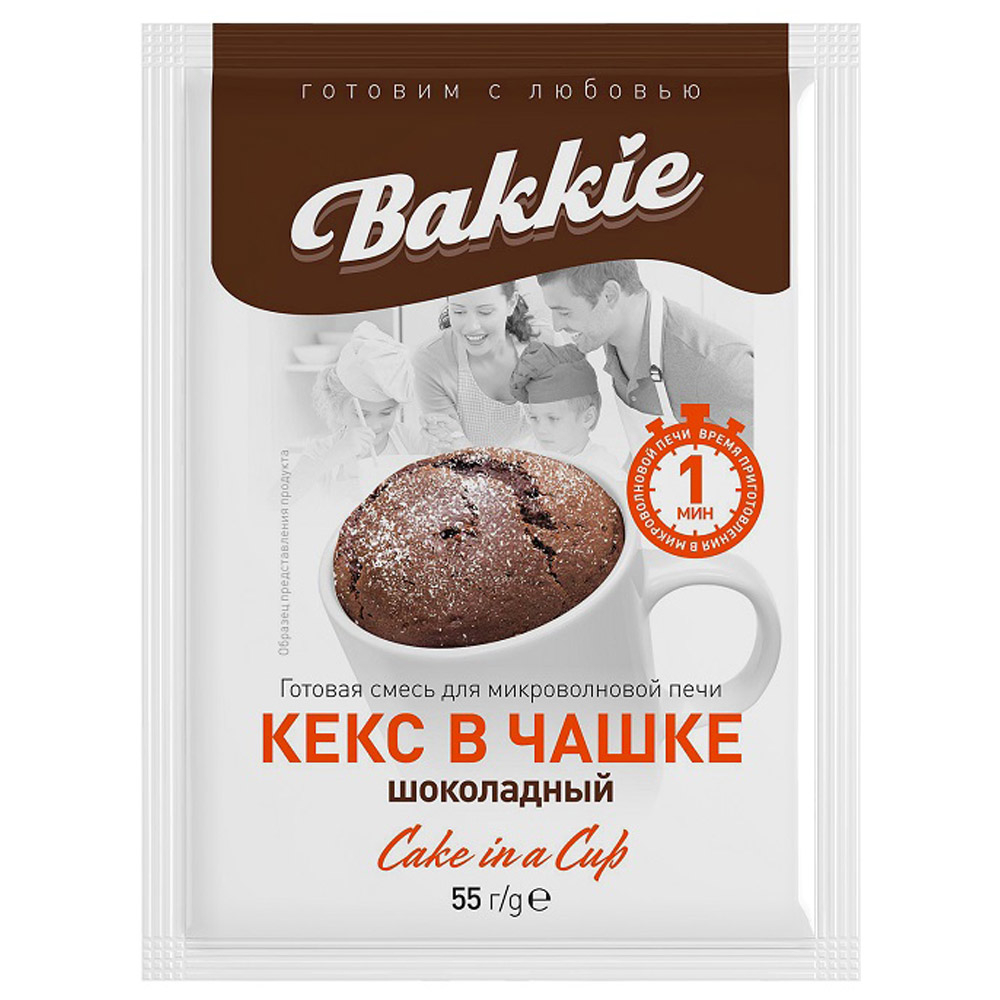 Смесь Bakkie Кекс в чашке, Шоколадный, 55 г