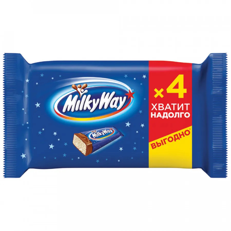 Шоколадные батончики Milky Way, 4х26 г шоколадные батончики milky way 104г мультипак