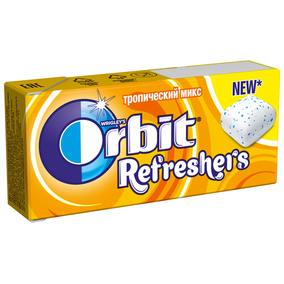 Жевательная резинка Orbit Refreshers Тропический микс, 16 г игрушка жевательная с утопленной пищалкой
