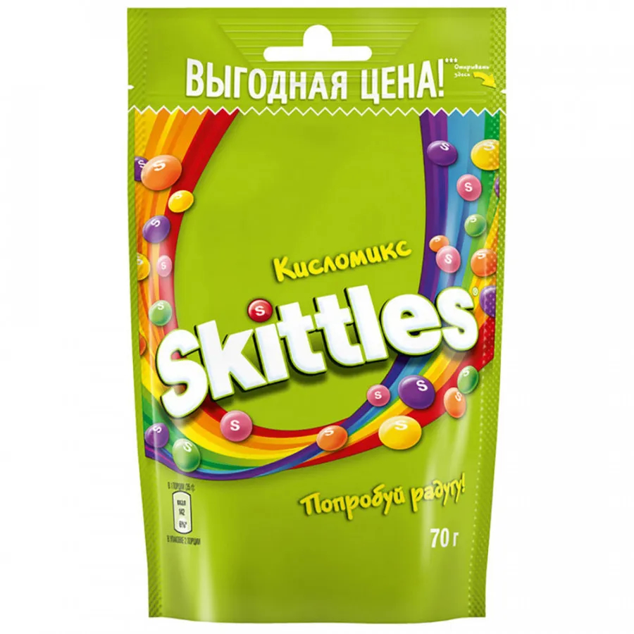 Драже Skittles Кисломикс, 70 г драже skittles giants fruit sweet bag 125 гр