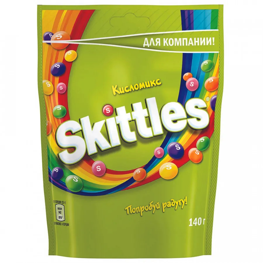 Драже Skittles Кисломикс, 140 г конфеты жевательные skittles кисломикс 70 г