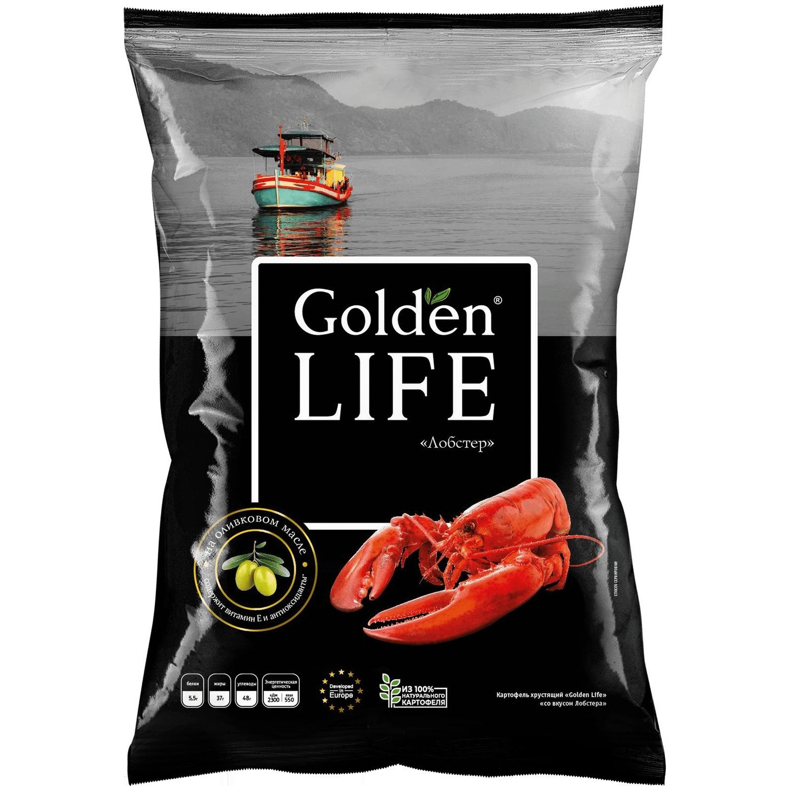 Чипсы Golden Life картофельные со вкусом лобстера, 90 г чипсы snackgold со вкусом чоризо иберико 125 г