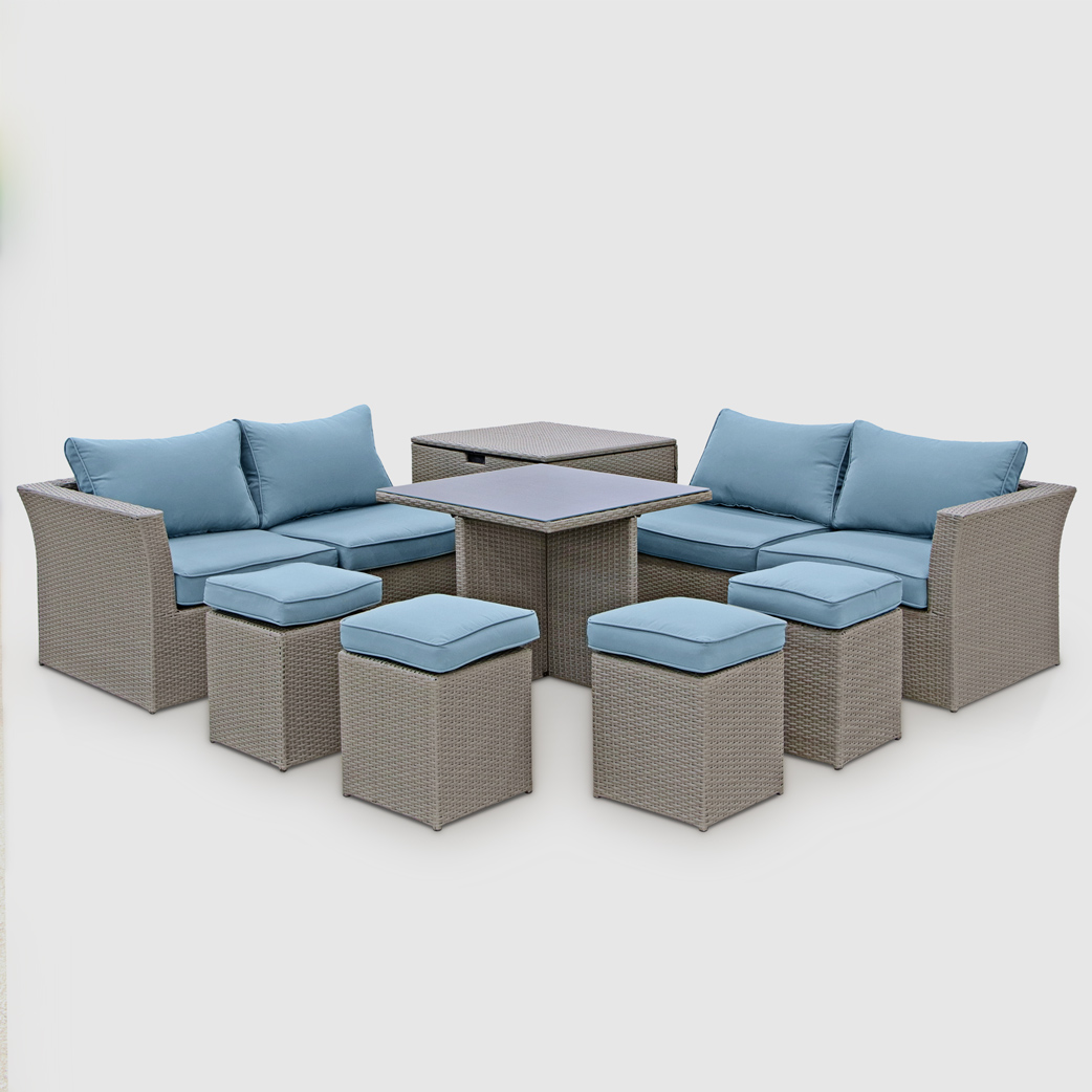 Комплект мебели Greenpatio 8 предметов серый шезлонг greenpatio 200х71х38 см искусственный ротанг
