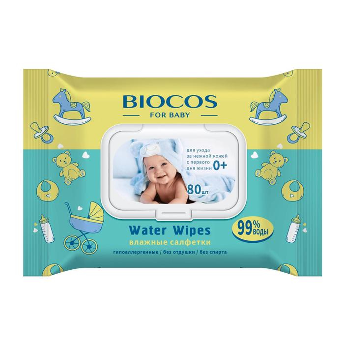 Влажные салфетки Biocos детские Water Wipes 80 шт уход за телом для детей biocos влажные салфетки детские water wipes с клапаном