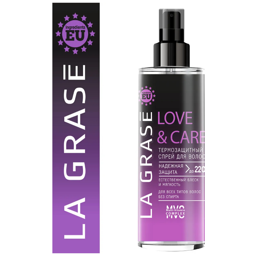 Спрей для волос La grase Love&Сare Блеск и мягкость термозащитный 150 мл спрей для темных и окрашенных волос 150 мл