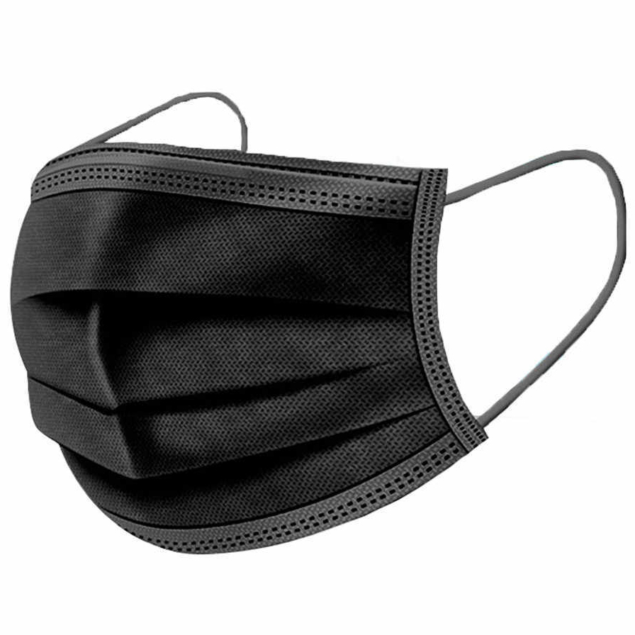 Маска София-пром 3-х слойная, одноразового применения, на резинке, черная, №50 карнавальная маска на резинке