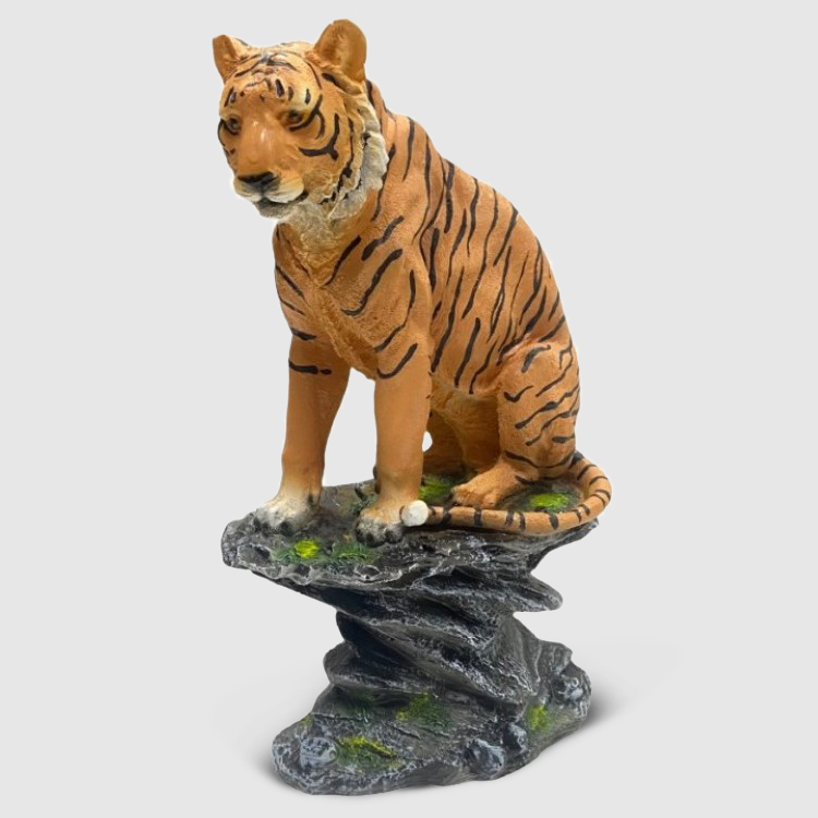 Фигура Тпк полиформ тигр сидит на камне 17x28x11 cм бусина тигр бронза