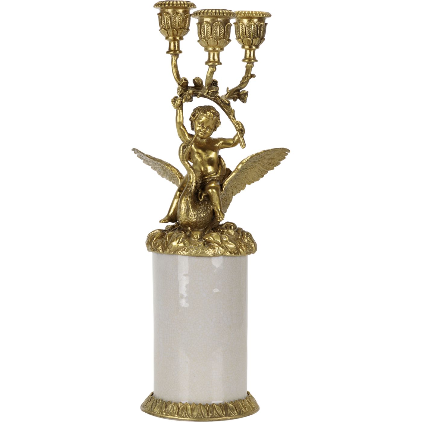 Подсвечник Glasar ангел с лебедем, белый и золотой, 12х12х31 см подсвечник glasar ангел с лебедем золотистый 12х12х31 см