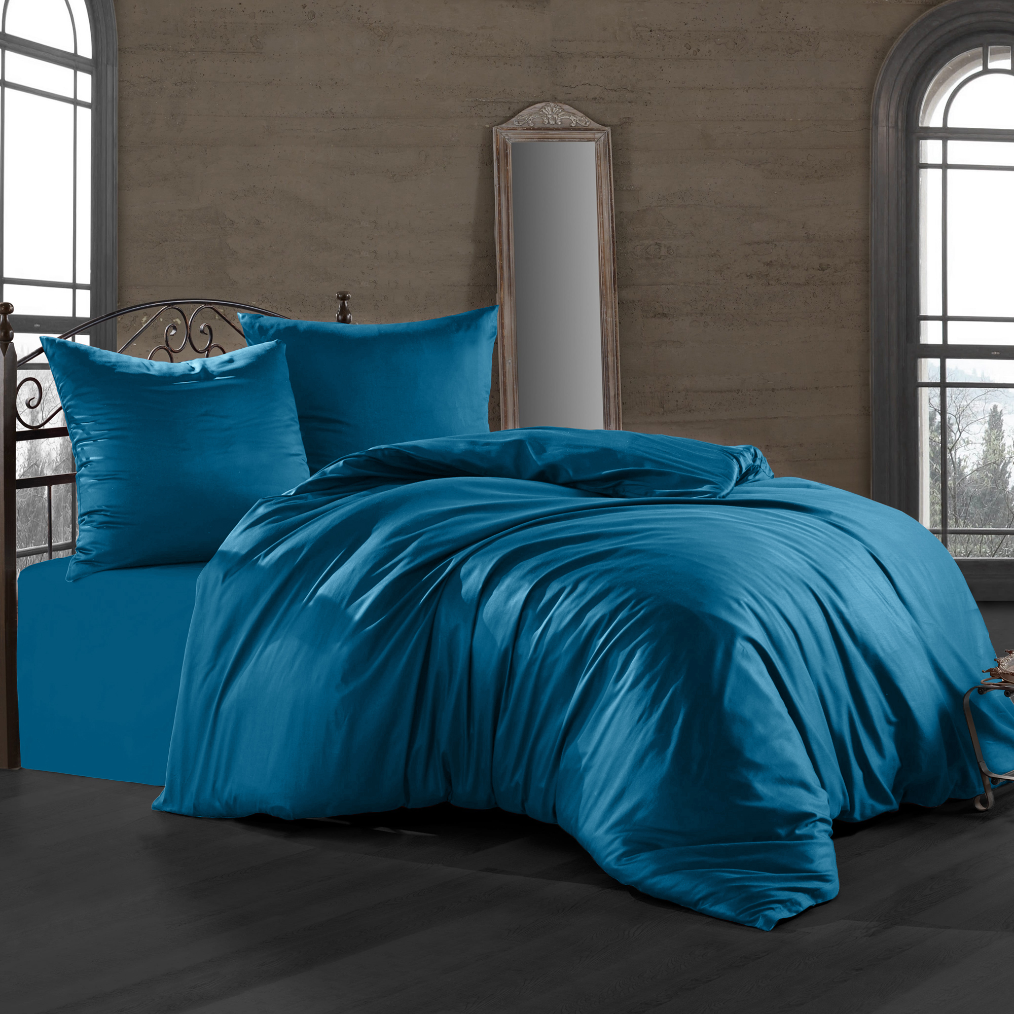 Комплект постельного белья Bahar синий Семейный/дуэт комплект постельного белья bahar белый полуторный