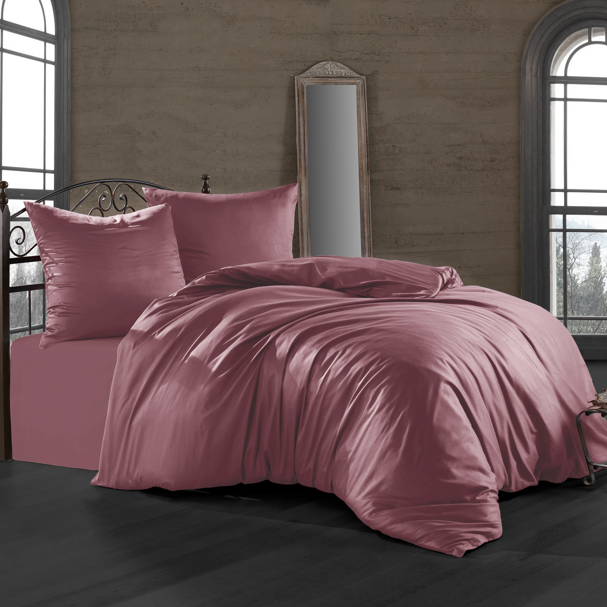 Комплект постельного белья Bahar пепельно-розовый Семейный/дуэт комплект постельного белья bahar basic белый семейный дуэт