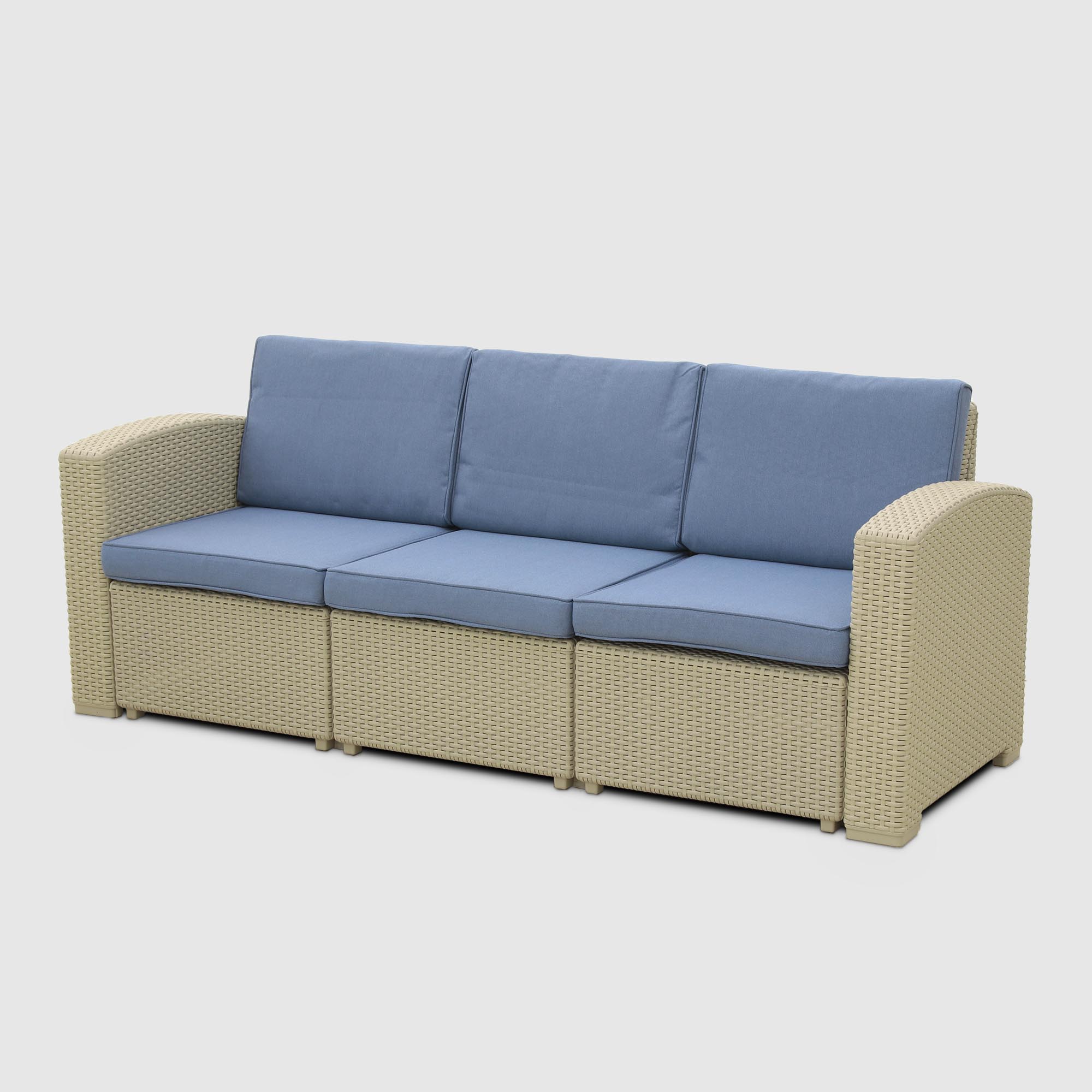 Комплект мебели LF стол+софа 3-х местная+2 кресла+тумбочка серый, цвет синий, размер 199x75x71 - фото 3