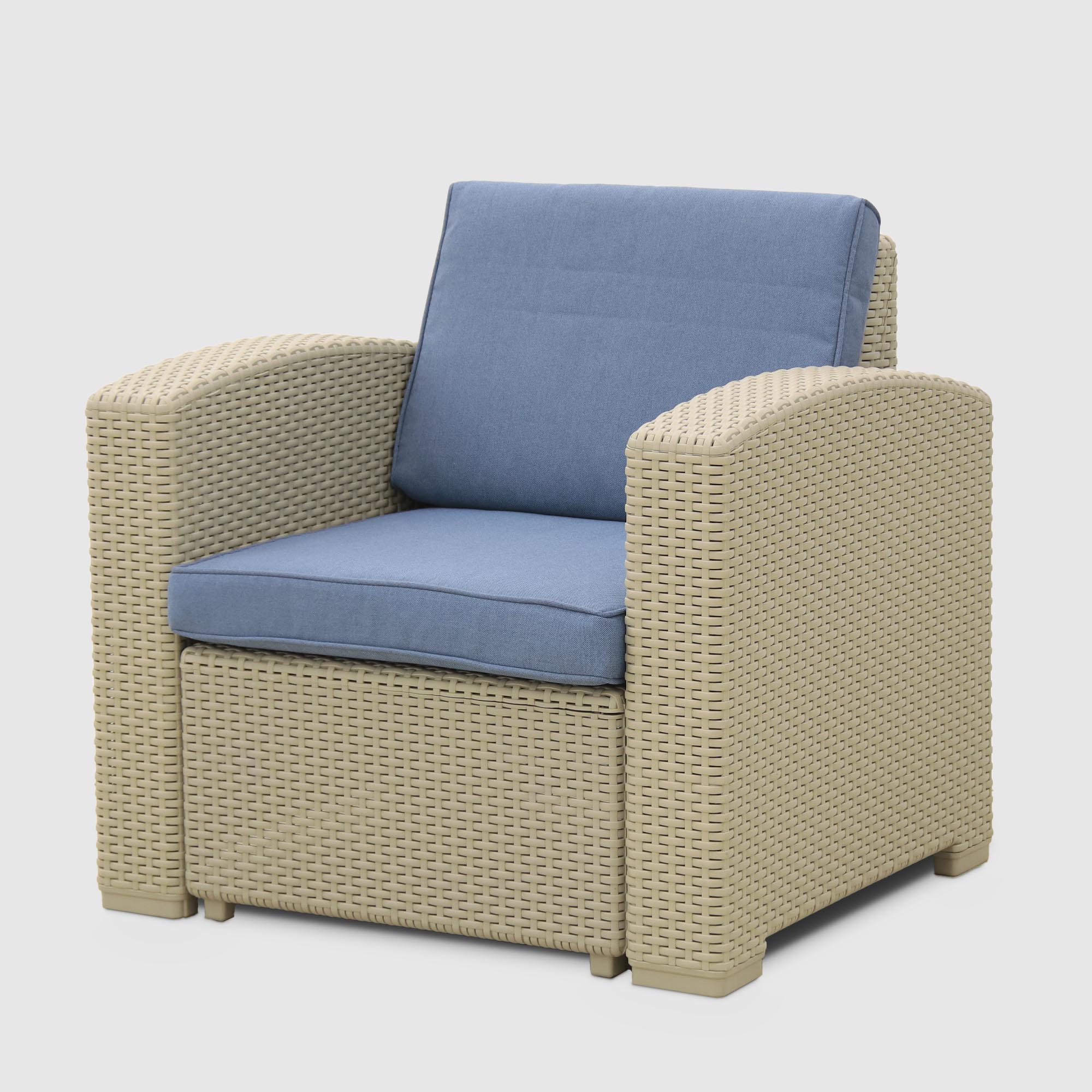 Комплект мебели LF стол+софа 3-х местная+2 кресла+тумбочка серый, цвет синий, размер 199x75x71 - фото 5
