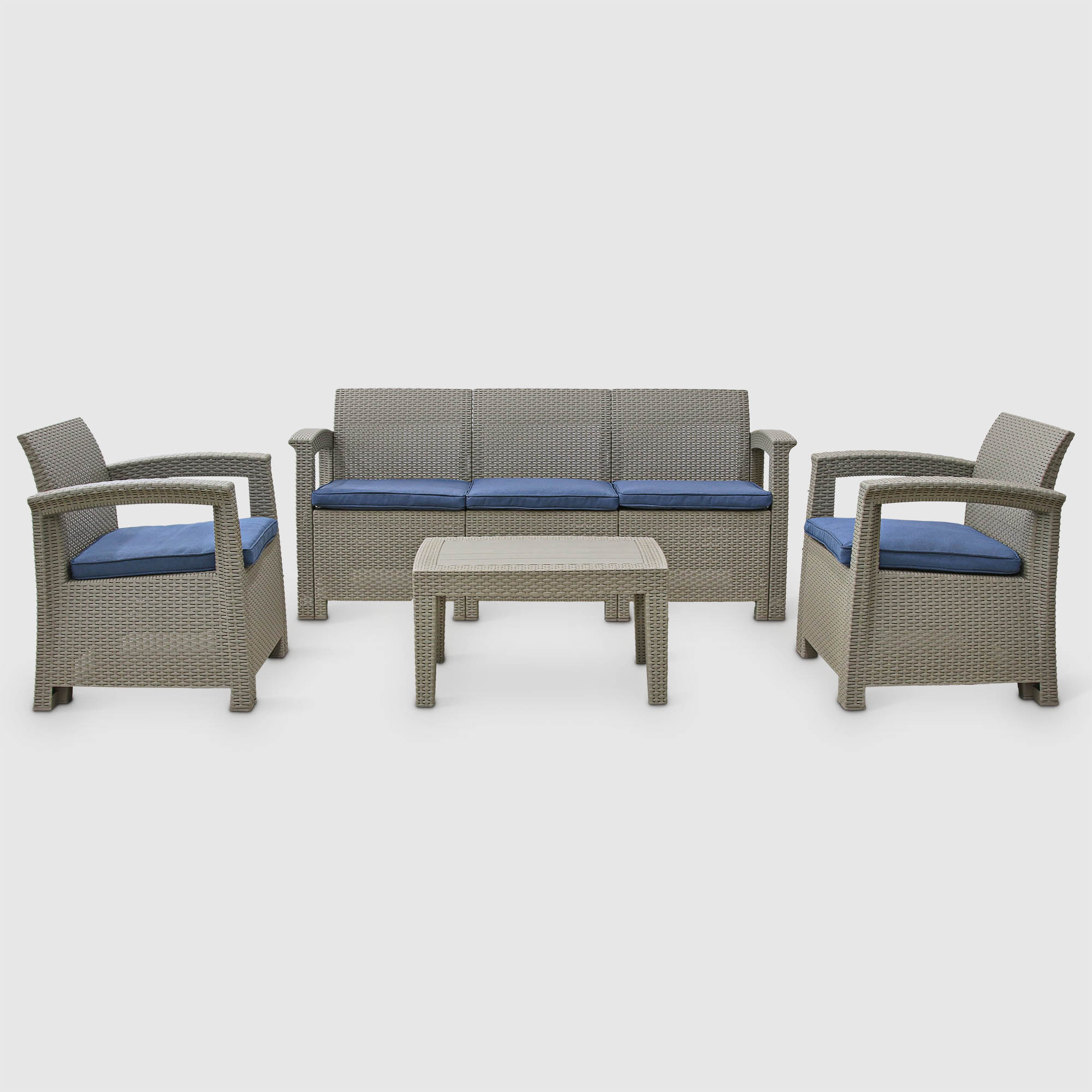 Комплект садовой мебели LF бежевый с синим из 4 предметов, цвет серо-бежевый, размер 173х62 - фото 1