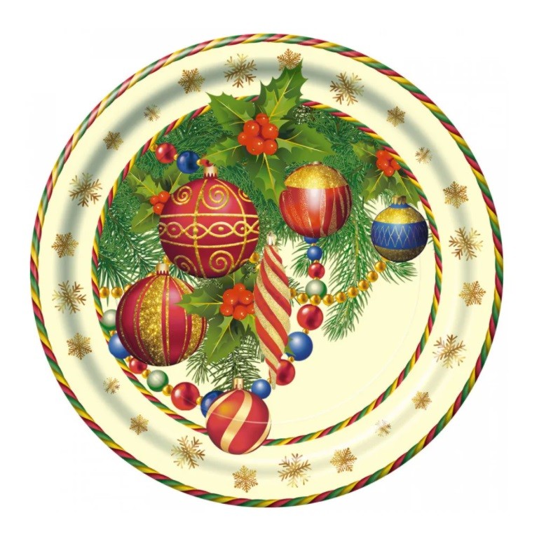 Тарелка картонная Bgreen ёлочные украшения 23 см