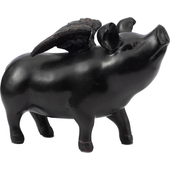 Декор Glasar свинья 19x8x14 см, цвет черный - фото 1