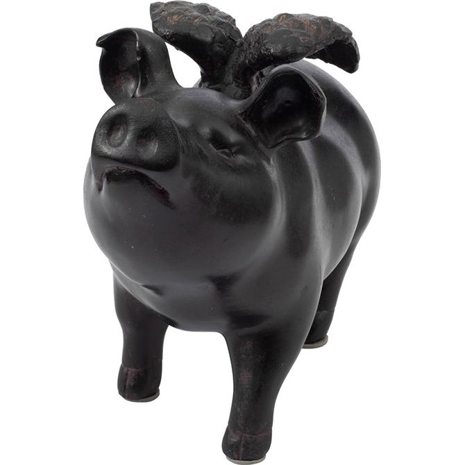 Декор Glasar свинья 19x8x14 см, цвет черный - фото 2