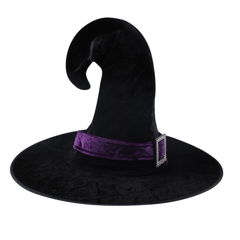 Колпак ведьмы Long Cheng Yiwu City загнутый черный с фиолетовым, размер 55-57 - фото 1