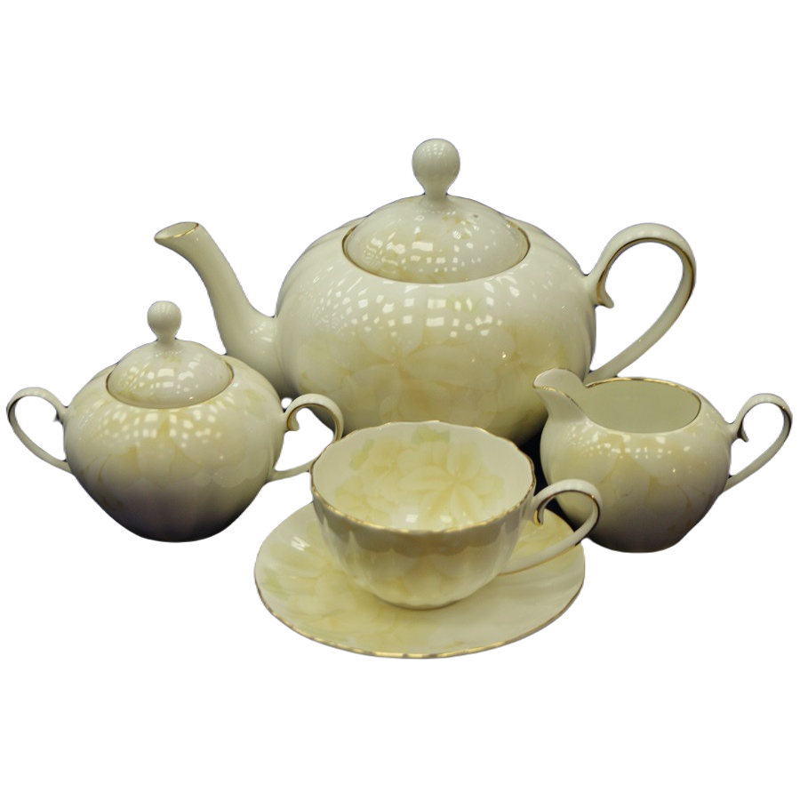 Сервиз чайный Hatori Магнолия крем декор золото 6 персон 17 предметов