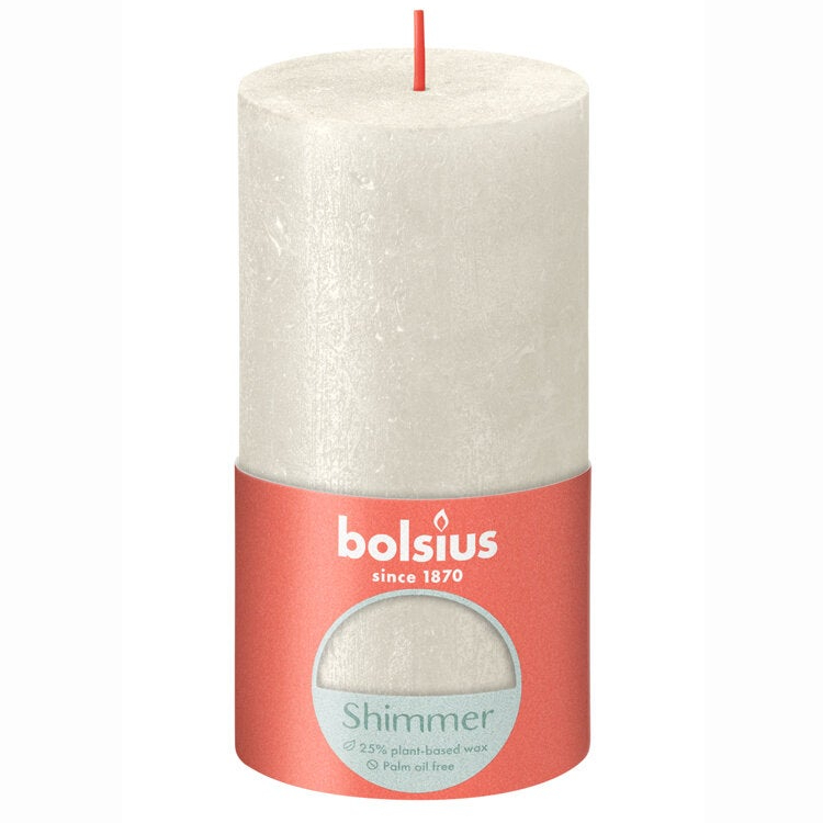 Свеча Bolsius Rustic Metallic Shimmer 13х6,8 см слоновая кость