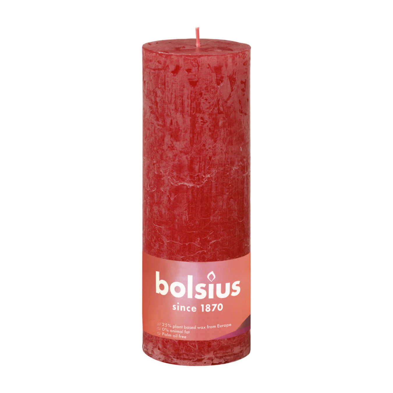 Свеча Bolsius Rustic 19х6,8 см Shine красная