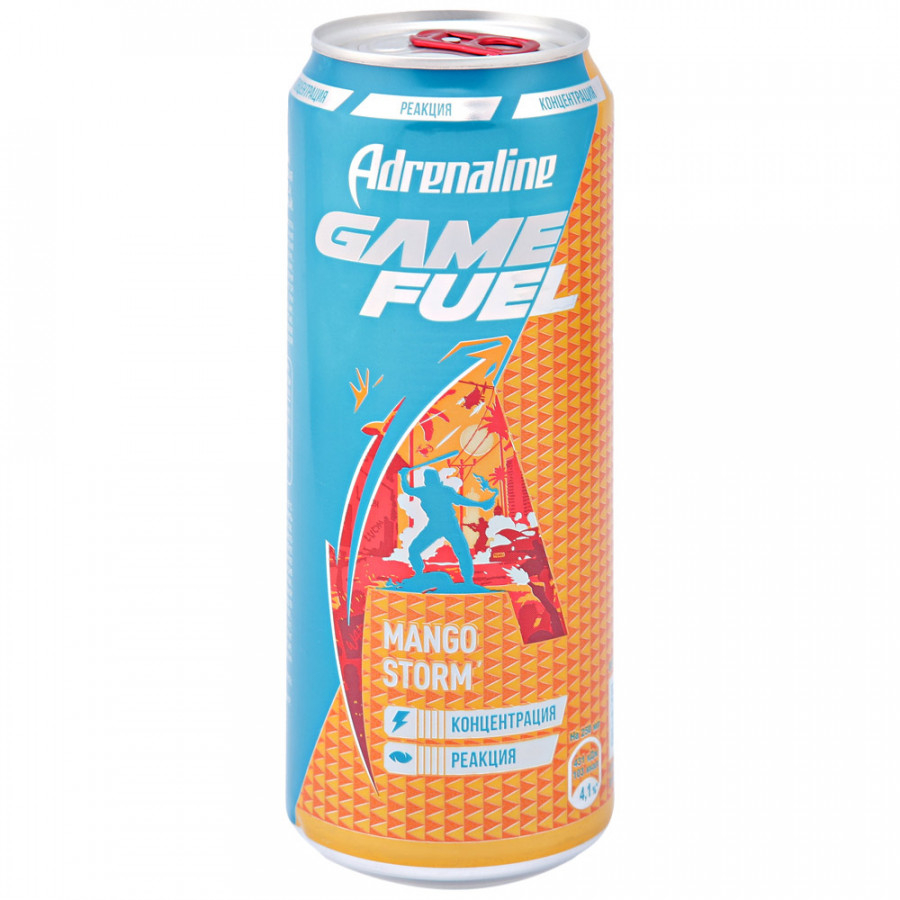 Энергетический напиток Adrenalin Rush Манго, 0,449 л напиток актуаль сывороточный апельсин и манго бзмж 930 гр