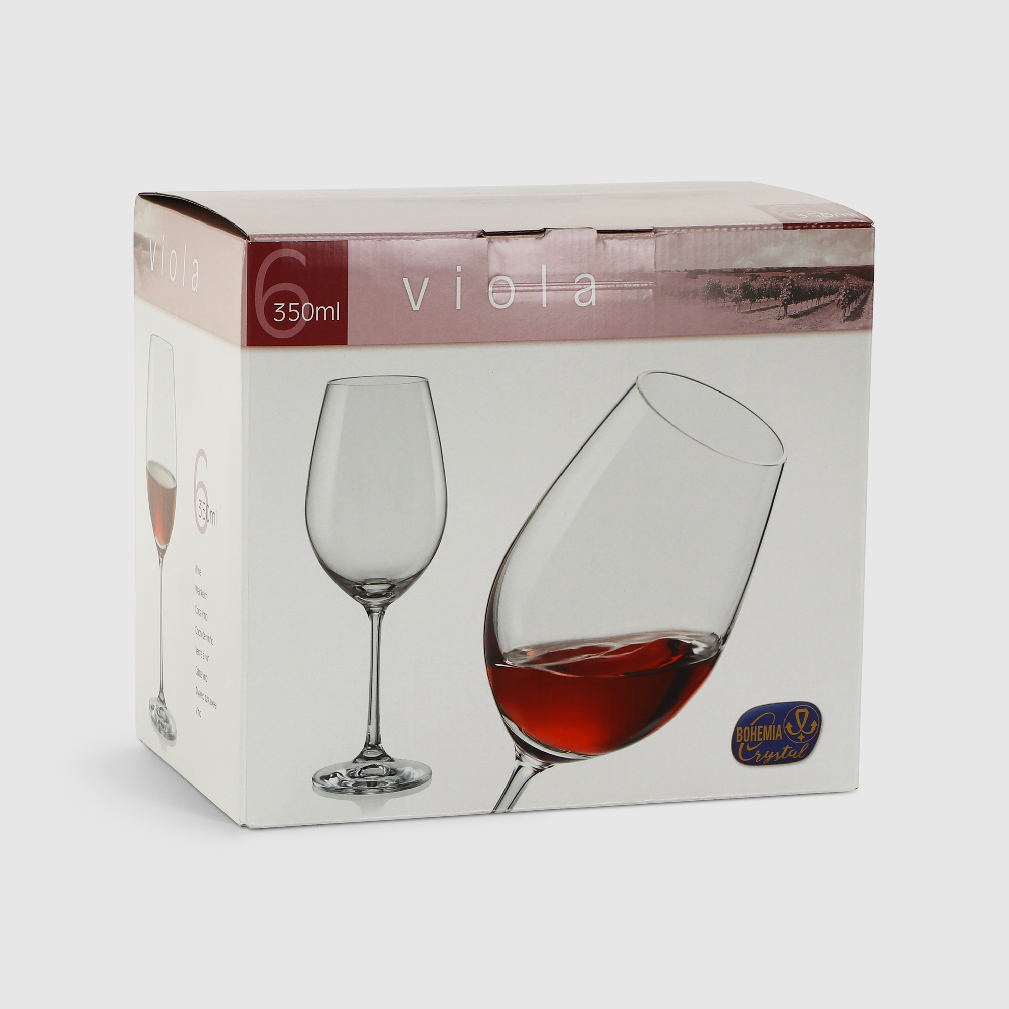 фото Набор бокалов для вина bohemia crystall виола 350мл 6шт