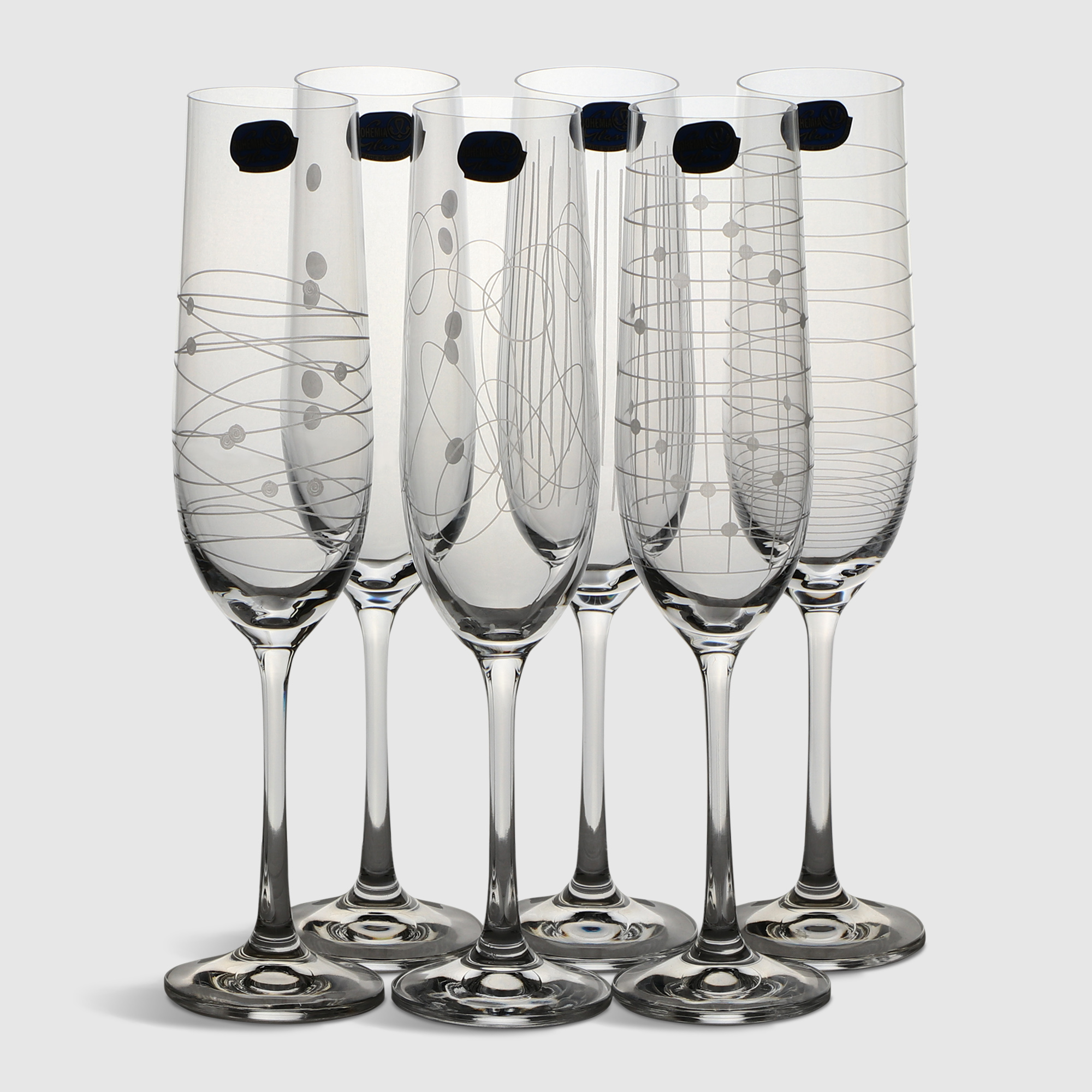 Набор бокалов для шампанского Bohemia Crystall Виола elements 190 мл 6 шт elements декантер
