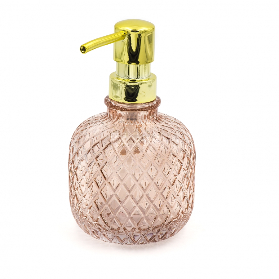 фото Дозатор для мыла ridder jade прозрачно-розовый с золотым 9,5х15,5 см