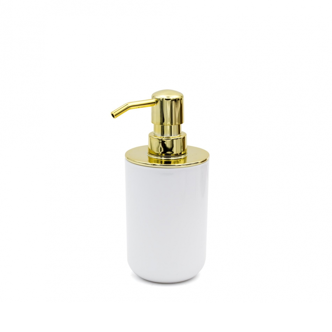 фото Дозатор для жидкого мыла ridder alba белый с золотым 7,1х16,4 см