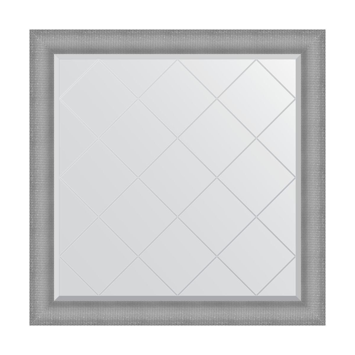 Зеркало с гравировкой в багетной раме Evoform серебряная кольчуга 88 мм 107x107 см зеркало напольное с гравировкой в багетной раме evoform серебряная кольчуга 88 мм 82x202 см