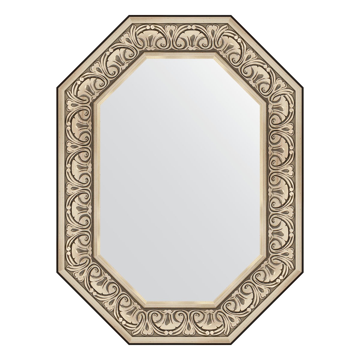 Зеркало в багетной раме Evoform барокко серебро 106 мм 60x80 см зеркало с фацетом в багетной раме evoform барокко золото 106 мм 60х90 см