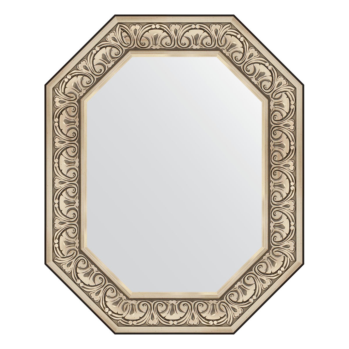 Зеркало в багетной раме Evoform барокко серебро 106 мм 65x80 см