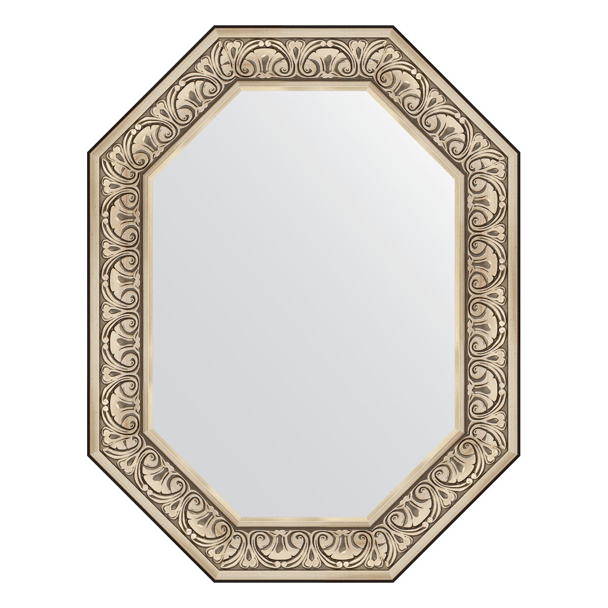Зеркало в багетной раме Evoform барокко серебро 106 мм 70x90 см зеркало с фацетом в багетной раме evoform барокко золото 106 мм 60х90 см