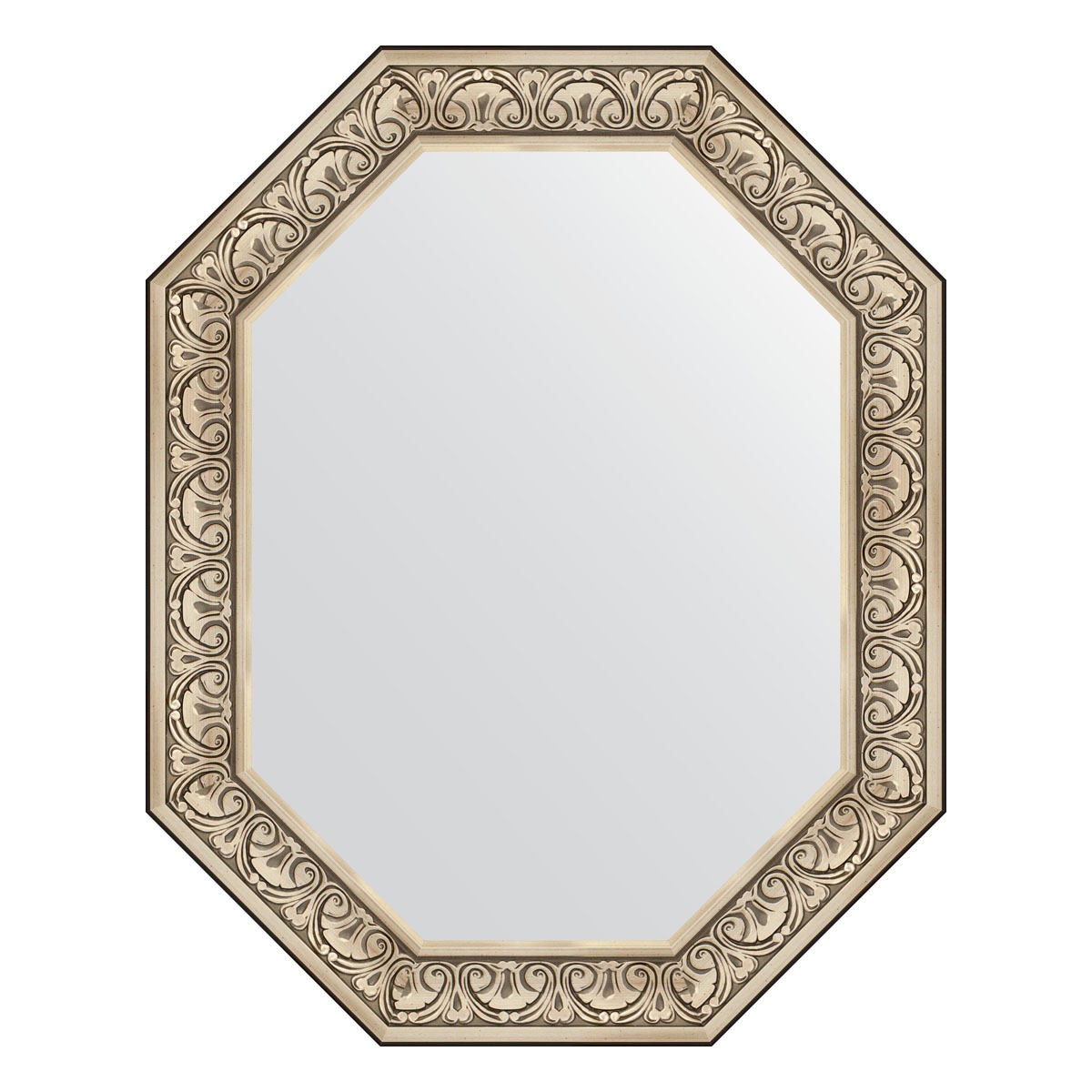 Зеркало в багетной раме Evoform барокко серебро 106 мм 80x100 см зеркало с фацетом в багетной раме evoform барокко золото 106 мм 60х90 см