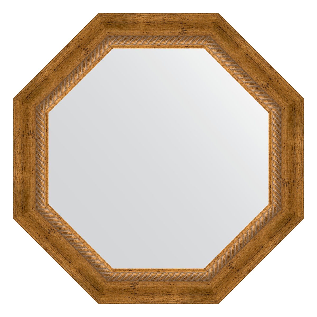 Зеркало в багетной раме Evoform состаренная бронза с плетением 70 мм 58x58 см