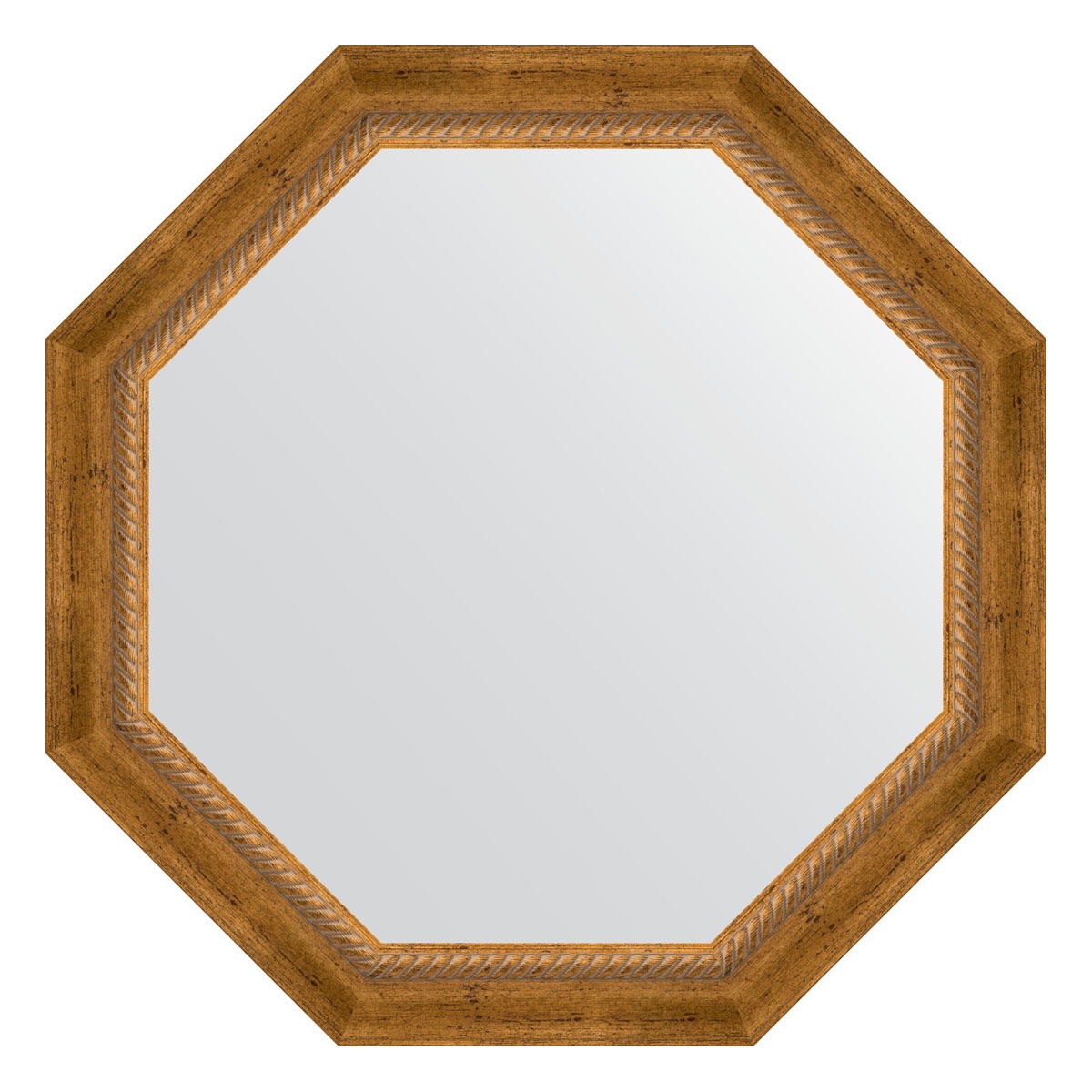 Зеркало в багетной раме Evoform состаренная бронза с плетением 70 мм 68x68 см