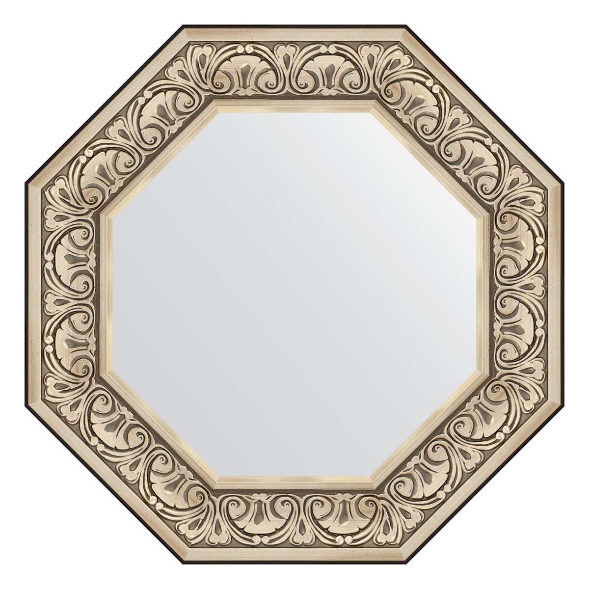 Зеркало в багетной раме Evoform барокко серебро 106 мм 65x65 см