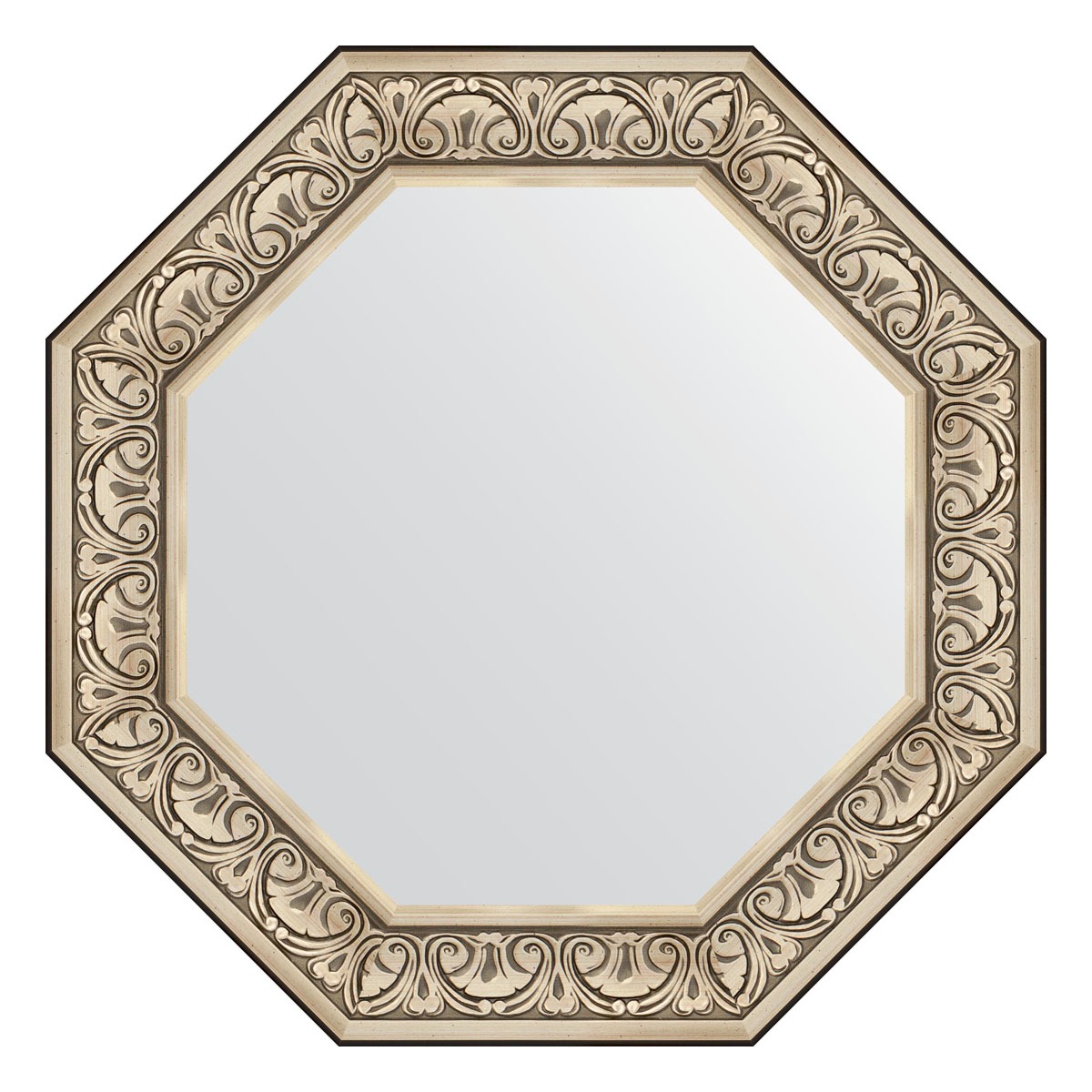 Зеркало в багетной раме Evoform барокко серебро 106 мм 75x75 см зеркало с фацетом в багетной раме evoform барокко золото 106 мм 60х90 см