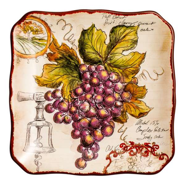 Тарелка закусочная Certified International виноделие красный виноград-1 21 см, цвет бежевый - фото 1