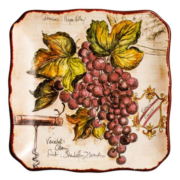 Тарелка закусочная Certified International виноделие красный виноград-2 21 см, цвет бежевый - фото 1