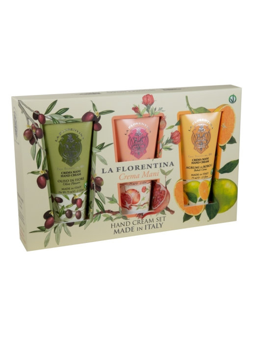 Набор кремов для рук La Florentina Olive flowers, Citrus, Pomegranate 3 x 75 мл - фото 1